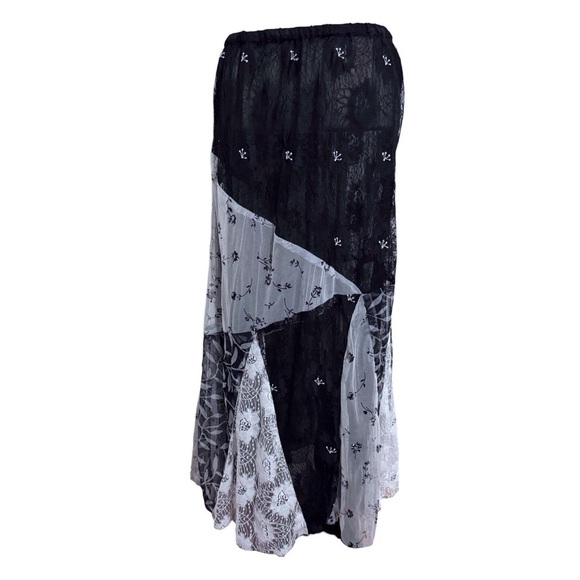 Vintage Mirasol Floral Lace Patchwork Maxi Skirt Witchy Mesh Embroidered NEW - Picture 13 of 15